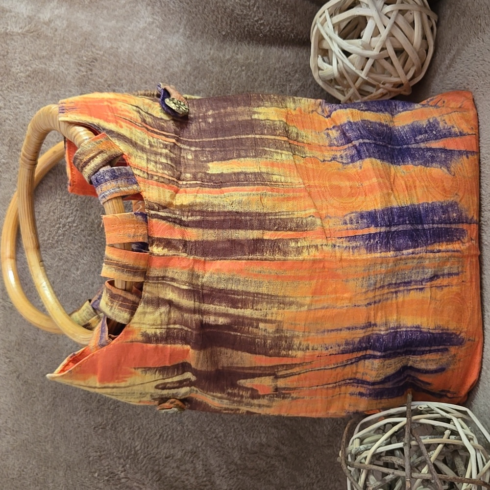 African Bag | Tie Dye with Bamboo Handles